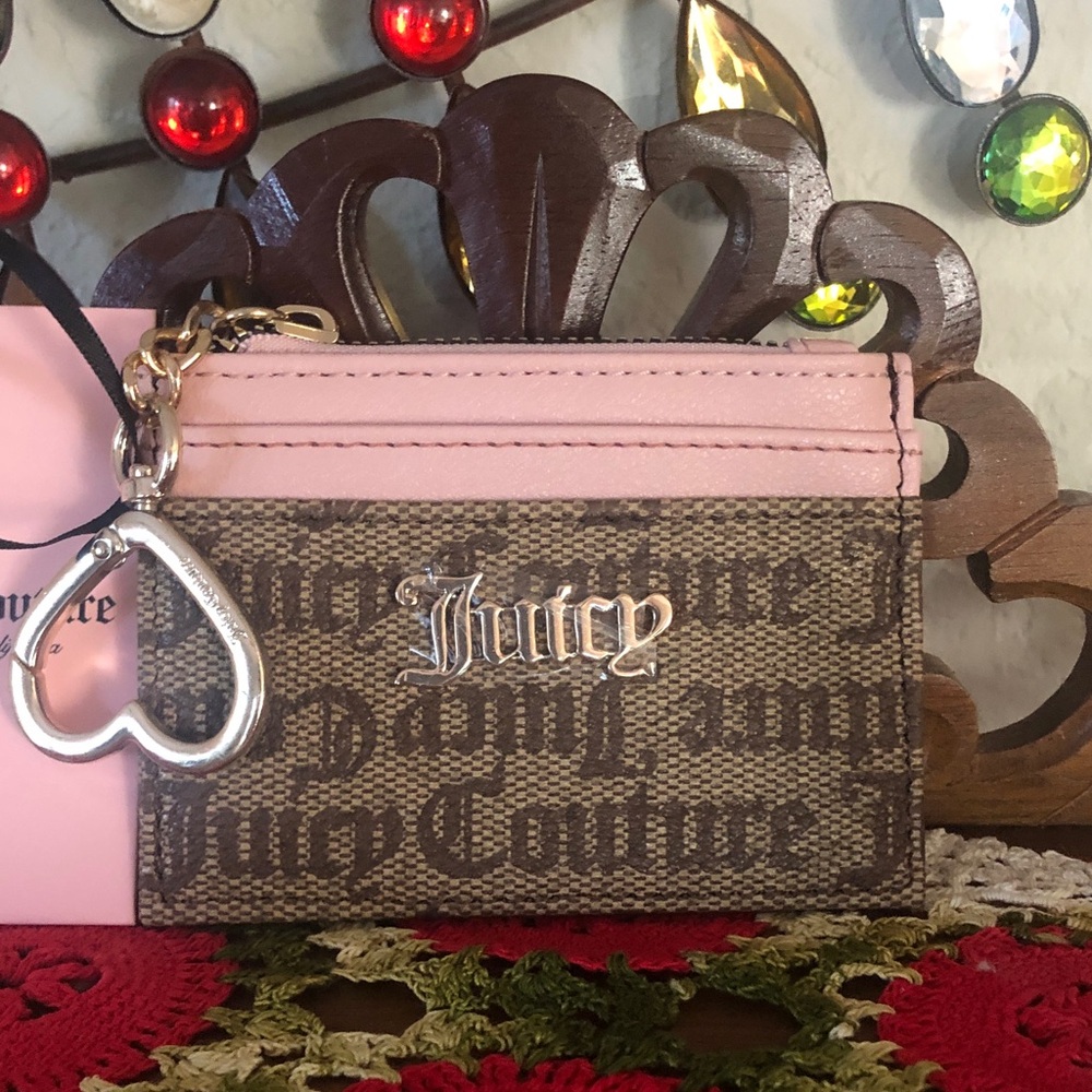 NWT Juicy Couture Chestnut Chino & Light Pink Spring Fling ID Card Case